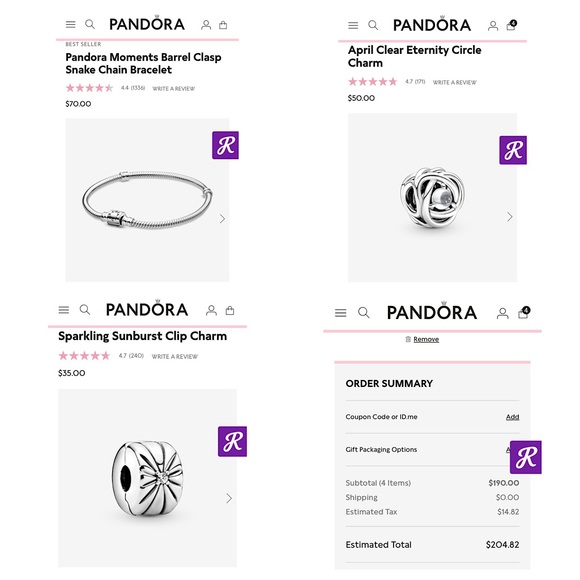 PANDORA ‘Memories Bracelet’ w/ 3 Charms, Size 8.3”L - Picture 12 of 12